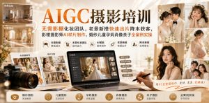 AIGC摄影培训|无需影棚化妆团队,老景新搭快速出片降本获客,影楼摄影师AI样片制作,婚纱儿童孕妈肖像亲子全案例实操-网创资源站