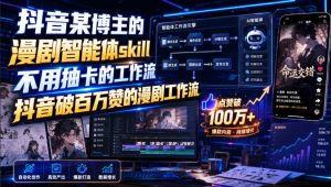 抖音某博主的漫剧智能体skill，不用抽卡的工作流，抖音破百万赞的漫剧工作流(更新)-网创资源站