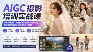AIGC摄影培训实战课：从软件搭建、素材合成到婚纱儿童写真，系统掌握AI商业样片制作全流程-网创资源站