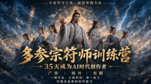 多参宗符师训练营，35天成为AI时代创作者，广告|短片|长剧，一种方法，三段实训，举一反三，打通全品类的创作能力-网创资源站