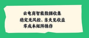 云电商智能数据收集，稳定无风控，当天见收益，零成本矩阵操作-网创资源站