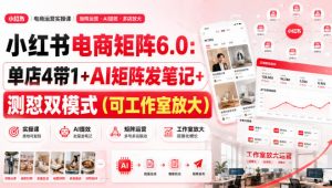 小红书电商矩阵6.0:单店4带1+AI矩阵发笔记+测怼双模式(可工作室放大)-网创资源站