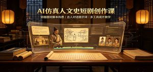 AI仿真人文史短剧创作课:穿越题材脚本构思,古人对话提示词,多工具成片教学-网创资源站