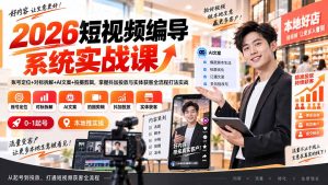 2026短视频编导系统实战课：账号定位+对标拆解+AI文案+拍摄剪辑，掌握抖加投放与实体获客全流程打法实战-网创资源站
