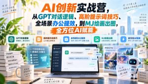 AI创新实战营，从GPT对话逻辑、高阶提示词技巧、全场景办公提效，到MJ绘画出图，全方位AI赋能-网创资源站