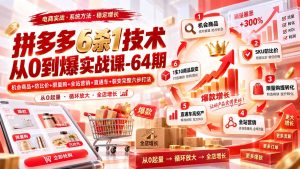 拼多多6杀1技术从0到爆实战课-64期:机会商品+防比价+限量购+全站营销+直通车+裂变完整六步打法-网创资源站