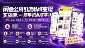 闲鱼公域引流私域变现实战课:一部手机从零学习养号、选品、商品发布、每日运营与客户承接完整方法-网创资源站