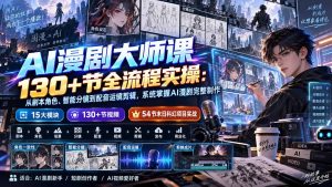 AI漫剧大师课130+节全流程实操：从剧本角色、智能分镜到配音运镜剪辑，系统掌握AI漫剧完整制作-网创资源站