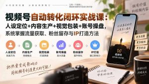 视频号自动转化闭环实战课：人设定位+内容生产+视觉包装+账号操盘，系统掌握流量获取、粉丝留存与IP打造方法-网创资源站