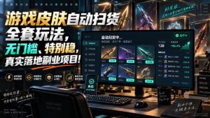游戏皮肤自动扫货全套玩法，无门槛、特别稳，真实落地副业项目！【揭秘】-网创资源站
