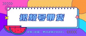 日入2000+的副业，视频号带货，一部手机改写人生篇章，无需投资-网创资源站