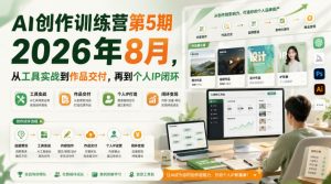 AI创作训练营第5期2026年8月，从工具实战到作品交付，再到个人IP闭环(更新0910)-网创资源站