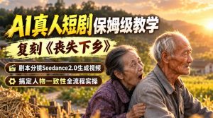 AI真人短剧保姆级教学,复刻《丧失下乡》,剧本分镜Seedance2.0生成视频,搞定人物一致性全流程实操-网创资源站