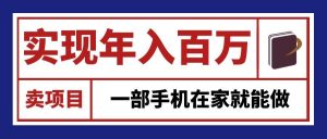 通过网创平台“卖项目”实现年入百万,一部手机在家就能做!-网创资源站