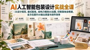 AI人工智能包装设计实战全课|从设计规范、版式配色、结构刀模到AI出图、印刷落地全精通-网创资源站