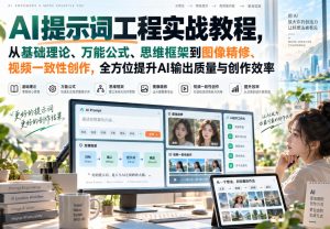 AI提示词工程实战教程,从基础理论、万能公式、思维框架到图像精修、视频一致性创作,全方位提升AI输出质量与创作效率-网创资源站