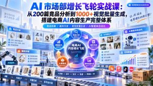 AI 市场部增长飞轮实战课:从200篇竞品分析到1000+视觉批量生成,搭建电商AI内容生产完整体系-网创资源站