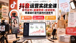抖音运营实战全课|新号起号+直播带货+全域变现,零基础打造可盈利抖音账号-网创资源站