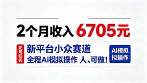 2个月收入6705元，最新平台小众赛道，全程Ai操作人人可做！-网创资源站