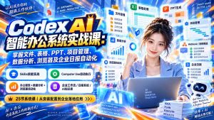 Codex AI智能办公系统实战课：掌握文件、表格、PPT、项目管理、数据分析、浏览器及企业日报自动化-网创资源站