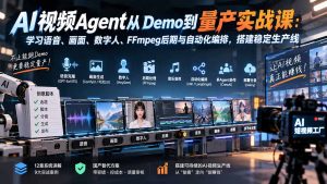 AI视频Agent从Demo到量产实战课:学习语音、画面、数字人、FFmpeg后期与自动化编排,搭建稳定生产线-网创资源站