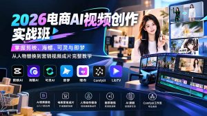 2026电商AI视频创作实战班:掌握剪映、海螺、可灵与即梦,从人物替换到营销视频成片完整教学-网创资源站