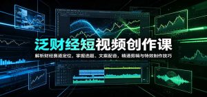 泛财经短视频创作课：解析财经赛道定位，掌握选题、文案配音，精通剪辑与特效制作技巧-网创资源站