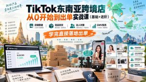 TikTok东南亚跨境店从0开始到出单实战课(基础+进阶),店铺搭建、选品发货、达人对接、GMV投流,学完直接落地出单-网创资源站