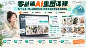 零基础AI生图课程,GPT配置+提示词高阶写法+跨境电商图文批量生成教程-网创资源站