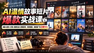 AI温情故事短片爆款实战课-更新|选题+剧本+分镜+视频生成+剪辑发布,条条爆款,涨粉接广告日赚1K+-网创资源站