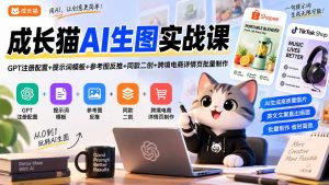成长猫AI生图实战课｜GPT注册配置+提示词模板+参考图反推+同款二创+跨境电商详情页批量制作-网创资源站