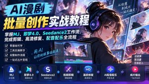 AI漫剧批量创作实战教程:掌握MJ、即梦4.0、Seedance2工作流,完成剪辑、高清修复、配音配乐全流程-网创资源站