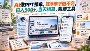 AI做PPT接单，旺季单子做不完，日入500+，当天结算，附赠工具【揭秘】-网创资源站