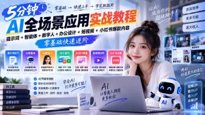 AI全场景应用实战教程|提示词+智能体+数字人+办公设计+短视频+小红书爆款内容,零基础快速进阶-网创资源站