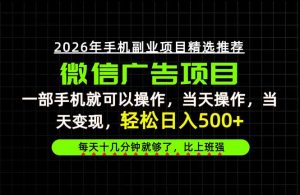 当天做当天见收益，一部手机就能操作，普通人绝对不能错过的副业项目！-网创资源站