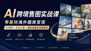 AI跨境售图实战课，零基础海外图库变现，AI作图+平台上架+爆款选图全流程落地-网创资源站
