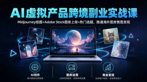 AI虚拟产品跨境副业实战课｜Midjourney绘图+Adobe Stock图库上架+热门选题，跑通海外图库售图变现-网创资源站