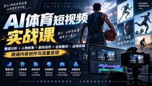 AI体育短视频赛道顶级玩法｜赛道分析+人物故事+剧本创作+版权处理+运镜剪辑，跑通流量变现-日赚1K+-网创资源站
